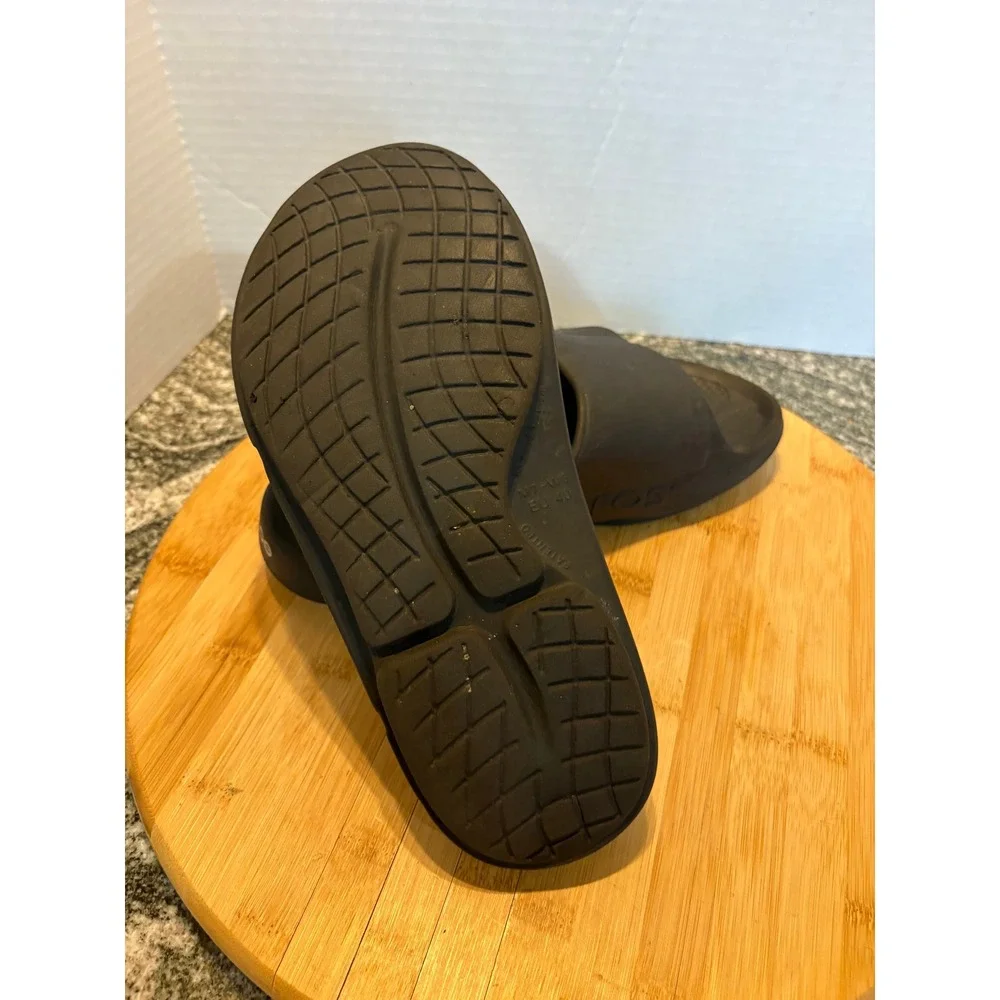 OOFOS Ooahh Adjustable Black Slides Sandals Men's‎ Size 12 US 46 EU